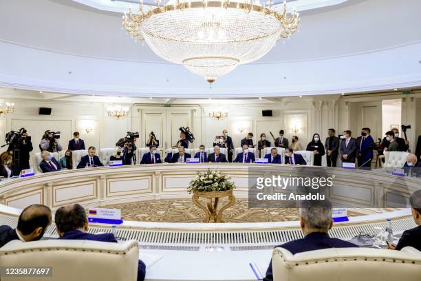 View of the meeting of the foreign ministers of the Commonwealth of Independent States in Minsk, Belarus on October 14, 2021.