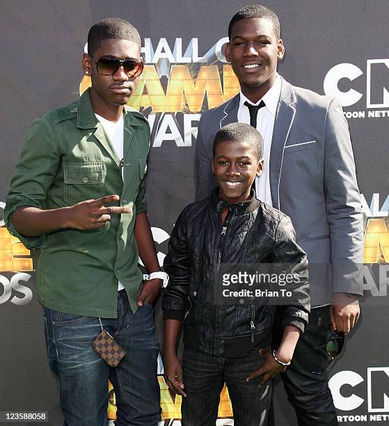 Kwame Boateng, Kwesi Boakye, and Kofi Siriboe attend 1st annual Cartoon Network Hall of Game Awards at The Barker Hanger on February 21, 2011 in...