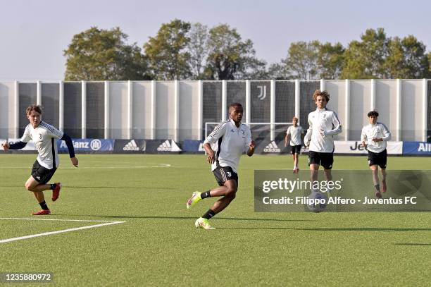 Bayron Strijdonck during a Juventus U19 Training Session at Juventus Center Vinovo on October 14, 2021 in Vinovo, Italy.