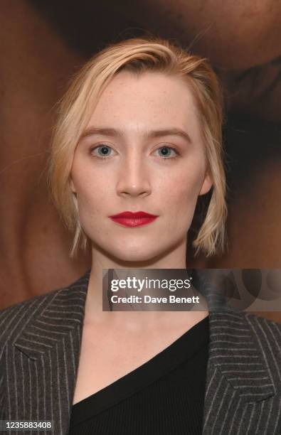 Saoirse Ronan attends the press night performance of "The Tragedy of Macbeth" at The Almeida Theatre on October 14, 2021 in London, England.