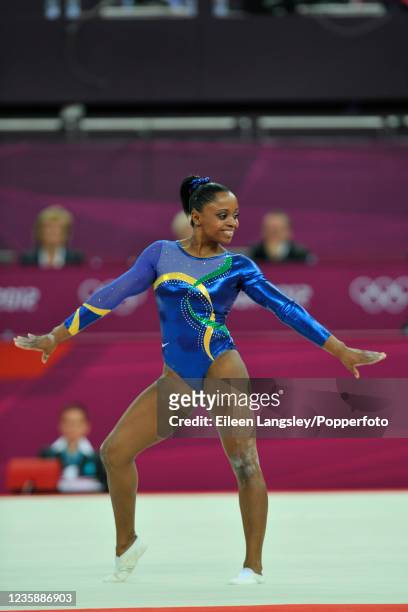 Daiane dos Santos representing Brazil competing on floor during the womens artistic qualification on day 2 of the 2012 Summer Olympics at the North...
