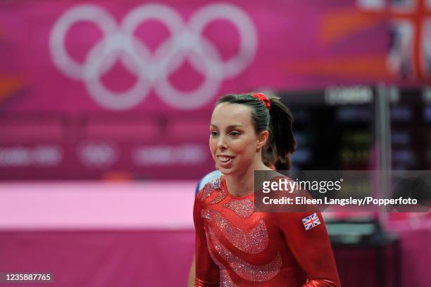 Beth Tweddle representing Great Britain after completing her best routine on uneven bars during the womens artistic qualification on day 2 of the...