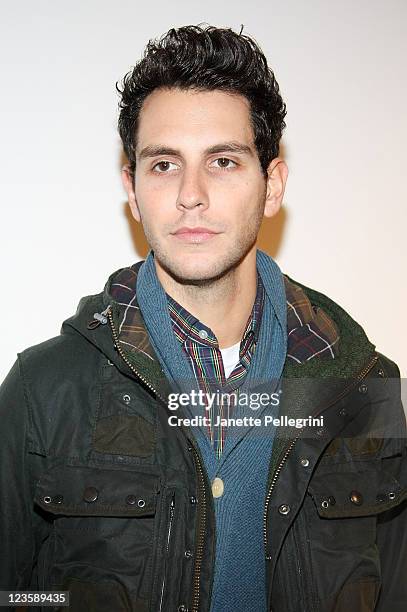 Singer Gabe Saporta attends the Alice + Olivia Fall 2011 presentation during Mercedes-Benz Fashion Week at The Plaza Hotel on February 14, 2011 in...