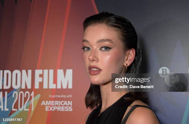 Jessica Alexander attends the UK Premiere of "A Banquet" during the 65th BFI London Film Festival at the Curzon Soho on October 15, 2021 in London,...