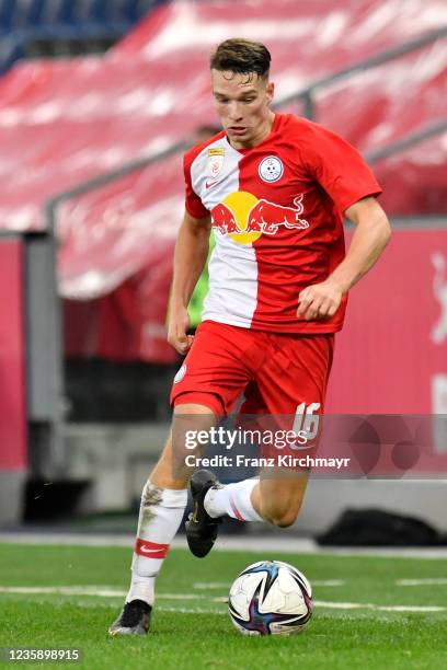 Samuel Major of Liefering during the 2. Liga match between FC Liefering and FC Juniors OOe at Red Bull Arena on October 15, 2021 in Salzburg, Austria.