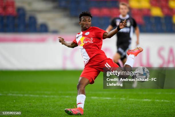 Nene Dorgeles of FC Liefering during the 2. Liga match between FC Liefering and FC Juniors Ooe at Red Bull Arena on October 15, 2021 in Salzburg,...