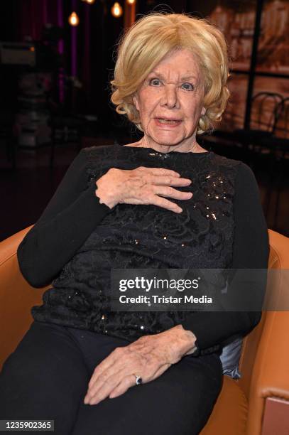 Ingrid van Bergen during the "Riverboat" talk show photocall at rbb-Fernsehzentrum on October 15, 2021 in Berlin, Germany.