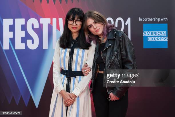 Musician Mimi Xu and actress Morgane Polanski attend the UK film premiere of 'King Richard' at the Royal Festival Hall during the 65th BFI London...