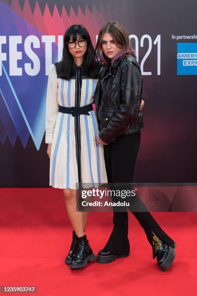 Musician Mimi Xu and actress Morgane Polanski attend the UK film premiere of 'King Richard' at the Royal Festival Hall during the 65th BFI London...