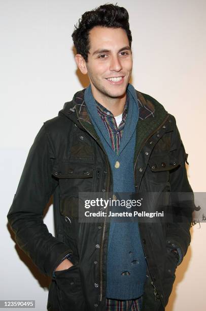 Singer Gabe Saporta attends the Alice + Olivia Fall 2011 presentation during Mercedes-Benz Fashion Week at The Plaza Hotel on February 14, 2011 in...