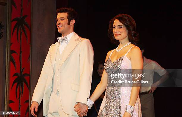 Shively and Elena Shaddow during the curtain call at Kelsey Grammer, Douglas Hodge, Robin De Jesus & Fred Applegate's final performance in "La Cage...