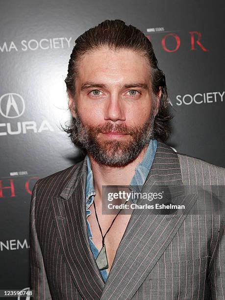 Actor Anson Mount attends the Cinema Society & Acura special screening of "Thor" at AMC Loews 19th Street East 6 theater on April 28, 2011 in New...