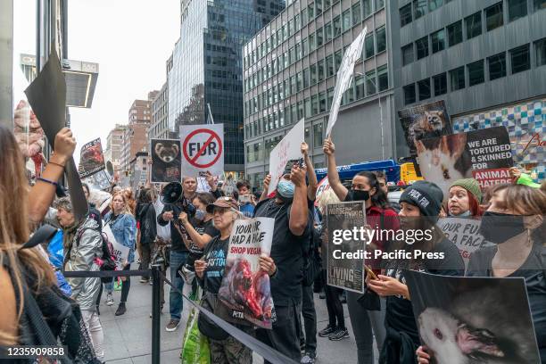Animal rights activists gathered on Grand Army Plaza for the rally and marched across Midtown Manhattan demanding end of use of animal fur in...