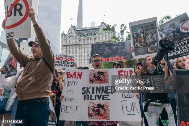 Animal rights activists gathered on Grand Army Plaza for the rally and marched across Midtown Manhattan demanding end of use of animal fur in...