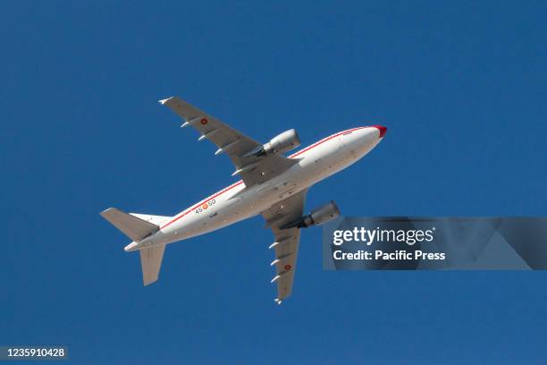 Presidential Falcon aircraft during the air parade of the armed forces for the Spain's National Day in Madrid.