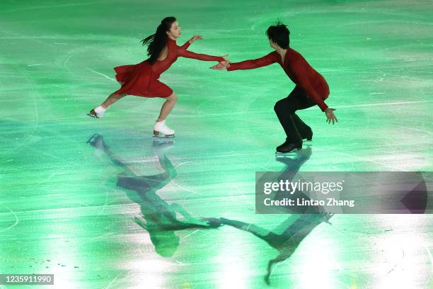 Gold medalist Wang Shiyue and Liu Xinyu of China performs in the gala exhibition during day 4 of the 2021 Asia Open Figure Skating test event for the...