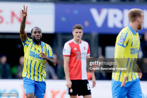 Vurnon Anita of RKC Waalwijk celebrates 1-2 during the Dutch Eredivisie match between Feyenoord v RKC Waalwijk at the Stadium Feijenoord on October...