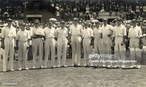 The Australian cricket team prior to the 2nd Test Match against England at the Melbourne Cricket Ground on 30th December, 1932. England won what...