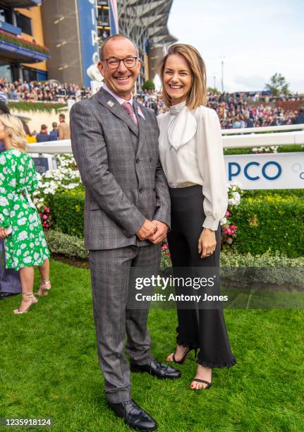 Rod Street and Kara Tointon attend the QIPCO British Champions Day at Ascot Racecourse on October 16, 2021 in Ascot, England.