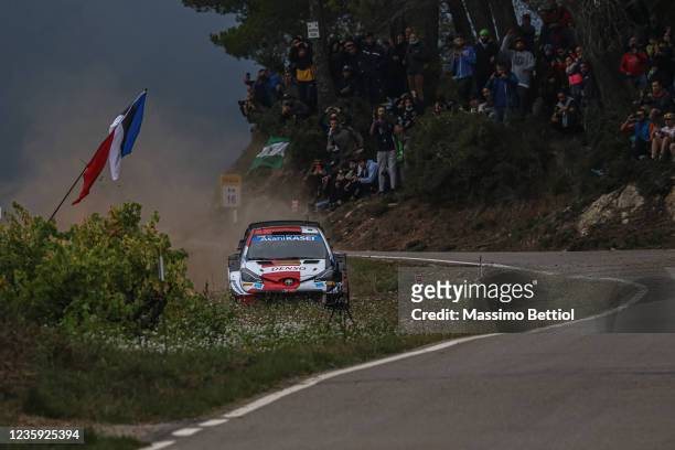 Kalle Rovanpera of Finland and Jonne Halttunen of Finland compete with their Toyota Gazoo Racing WRT Toyota Yaris WRC during Day Three of the FIA...