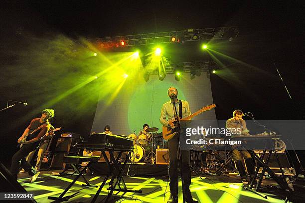 Danger Mouse and James Mercer of Broken Bells perform at The Fox Theatre on October 5, 2010 in Oakland, California.
