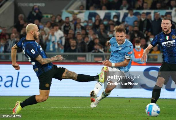 Ciro Immobile of Ss Lazio during the Serie A match between Ss Lazio and Fc Internazionale Milano on October 16, 2021 stadium &quot;Olimpico&quot; in...