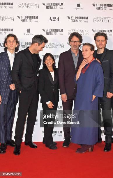 Harry Melling, Alex Hassell, Kathryn Hunter, Joel Coen, Frances McDormand and Richard Short attend the European Premiere of "The Tragedy Of Macbeth"...