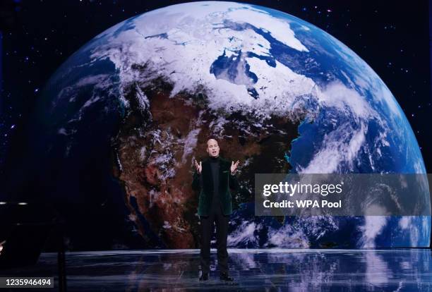 Prince William, Duke of Cambridge on stage during the first Earthshot Prize awards ceremony at Alexandra Palace on October 17, 2021 in London,...