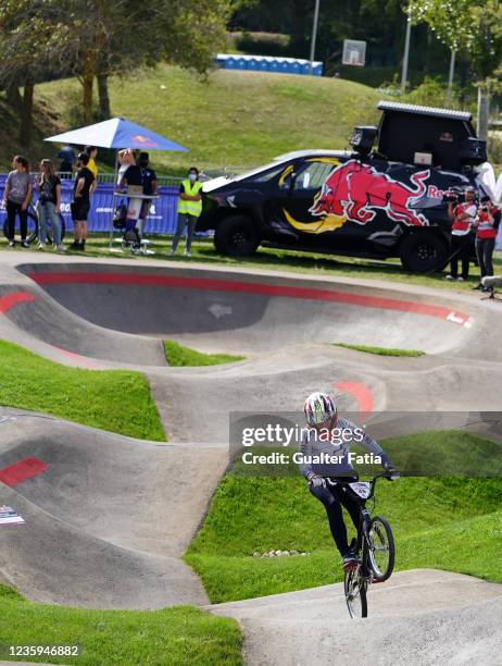 Lieke Klaus from the Netherlands in action during the Red Bull UCI Pump Track World Championships at Parque das Nacoes on October 17, 2021 in Lisbon,...