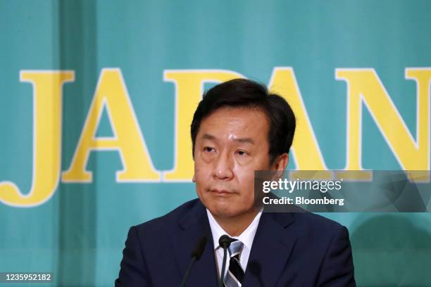 Yukio Edano, head of the Constitutional Democratic Party of Japan, attends a party leaders' debate at the Japan National Press Club ahead of an...