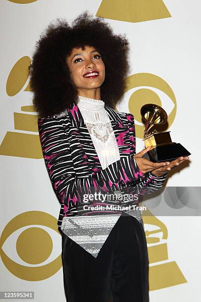 Singer Esperanza Spalding poses in the press room at The 53rd Annual GRAMMY Awards held at Staples Center on February 13, 2011 in Los Angeles,...