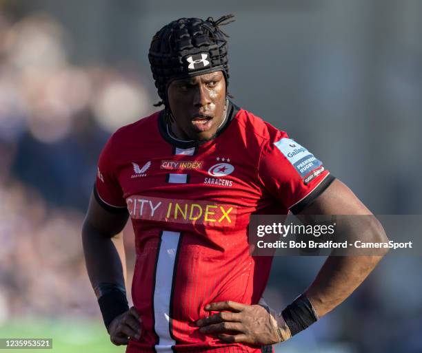 Saracens' Mako Vunipola in action during the Gallagher Premiership Rugby match between Bath Rugby and Saracens at The Recreation Ground on October...