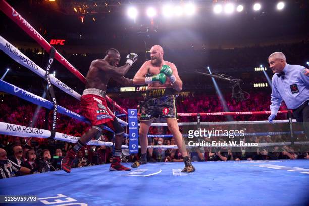 Heavyweight Title: Tyson Fury in action vs Deontay Wilder at T-Mobile Arena. Paradise, NV 10/9/2021 CREDIT: Erick W. Rasco