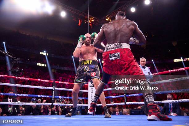 Heavyweight Title: Tyson Fury in action vs Deontay Wilder at T-Mobile Arena. Paradise, NV 10/9/2021 CREDIT: Erick W. Rasco