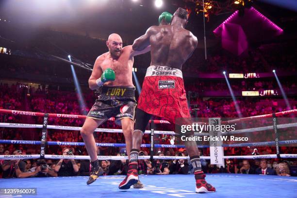 Heavyweight Title: Tyson Fury in action vs Deontay Wilder at T-Mobile Arena. Paradise, NV 10/9/2021 CREDIT: Erick W. Rasco