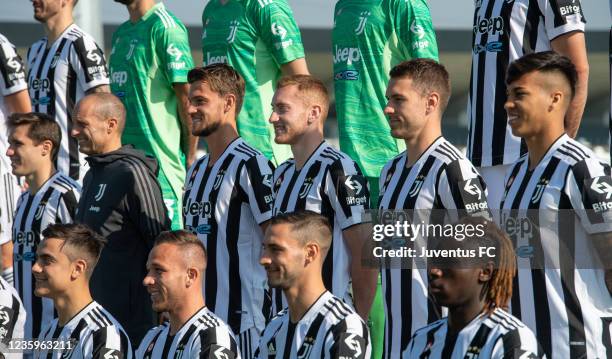 Players of Juventus during the Juventus official team photo at JTC on October 18, 2021 in Turin, Italy.