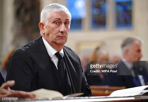 Speaker of the House, Sir Lindsay Hoyle attends a service to honour Sir David Amess at St Margaret's church on October 18, 2021 in London, England....