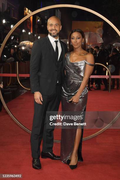 Darren Randolph and Alexandra Burke attend the UK Special Screening of "Dune" at the Odeon Luxe Leicester Square on October 18, 2021 in London,...