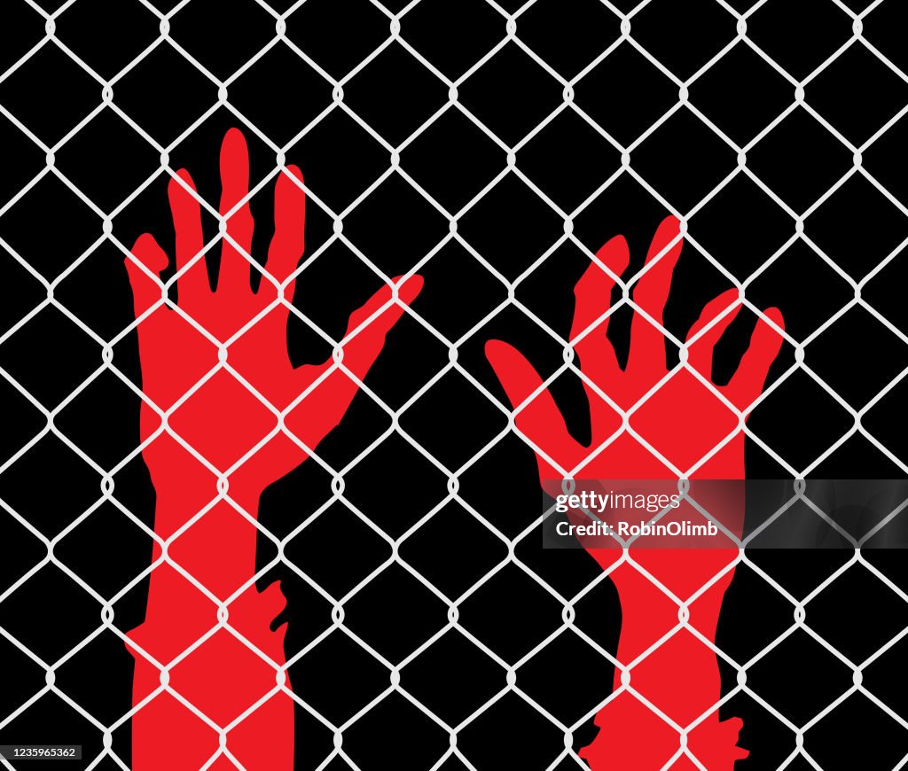 Raised Hands Chainlink Fence