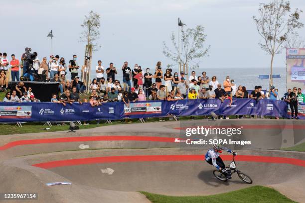 Dutch biker Lieke Klaus in action during the women's Red Bull Pump Track World Championship Final. Eddy Clerte won the Men's Final.
