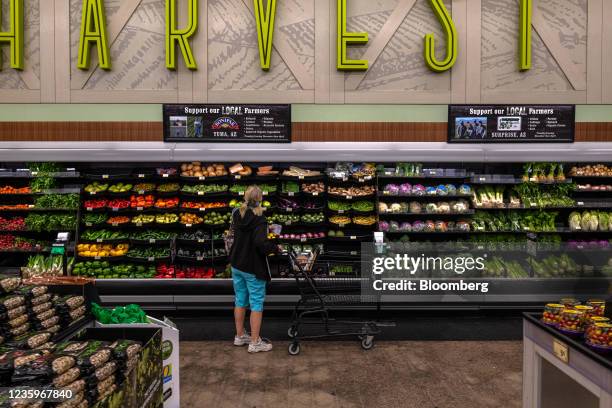 Customer views vegetables for sale at a Albertsons Cos. Brand Safeway grocery store in Scottsdale, Arizona, U.S., on Monday, Oct. 18, 2021....