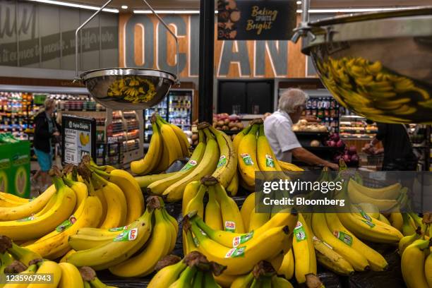 Bananas for sale at a Albertsons Cos. Brand Safeway grocery store in Scottsdale, Arizona, U.S., on Monday, Oct. 18, 2021. Albertsons Cos. Shares rose...