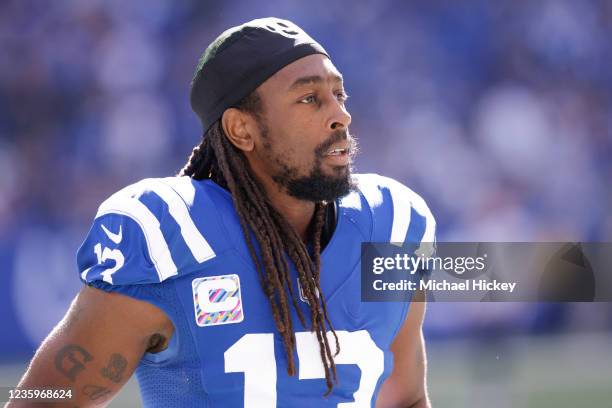 Hilton of the Indianapolis Colts is seen during the game against the Houston Texans at Lucas Oil Stadium on October 17, 2021 in Indianapolis, Indiana.