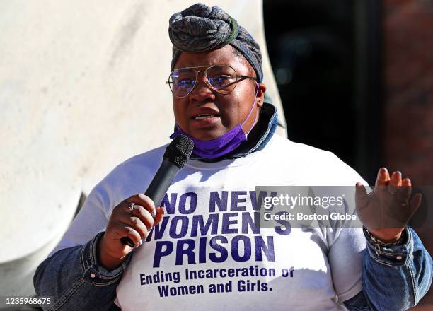 Shanita Jefferson talks about her mother at a Families for Justice as Healing rally led by formerly incarcerated and directly impacted women and...