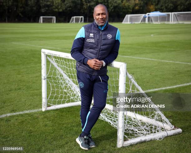 Queens Park Rangers' Director of Football Les Ferdinand poses at Imperial College Sports Ground, the club's training ground in Harlington, Hayes,...