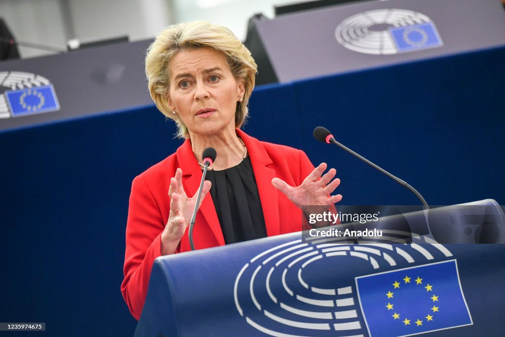 European Assembly European Commission President Ursula von der Leyen speaks at the ...