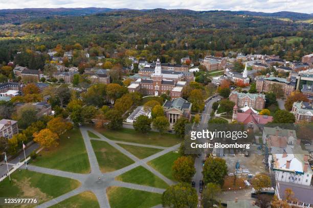 The College Green on the campus of Dartmouth College in Hanover, New Hampshire, U.S., on Sunday, Oct. 17, 2021. Dartmouth Colleges endowment returned...