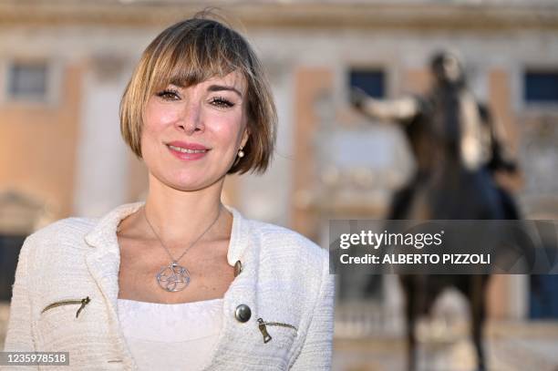 Italian politician Rachele Mussolini, a candidate for the nationalist Brothers of Italy party in Rome's last mayoral elections, poses on October 19,...