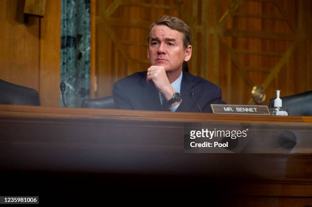 Sen. Michael Bennet questions Chris Magnus as he appears before a United States Senate Committee on Finance hearing to consider his nomination to be...