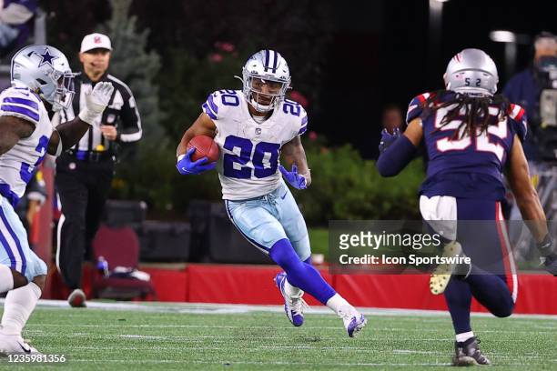 Dallas Cowboys running back Tony Pollard runs during the National Football League game between the New England Patriots and the Dallas Cowboys on...